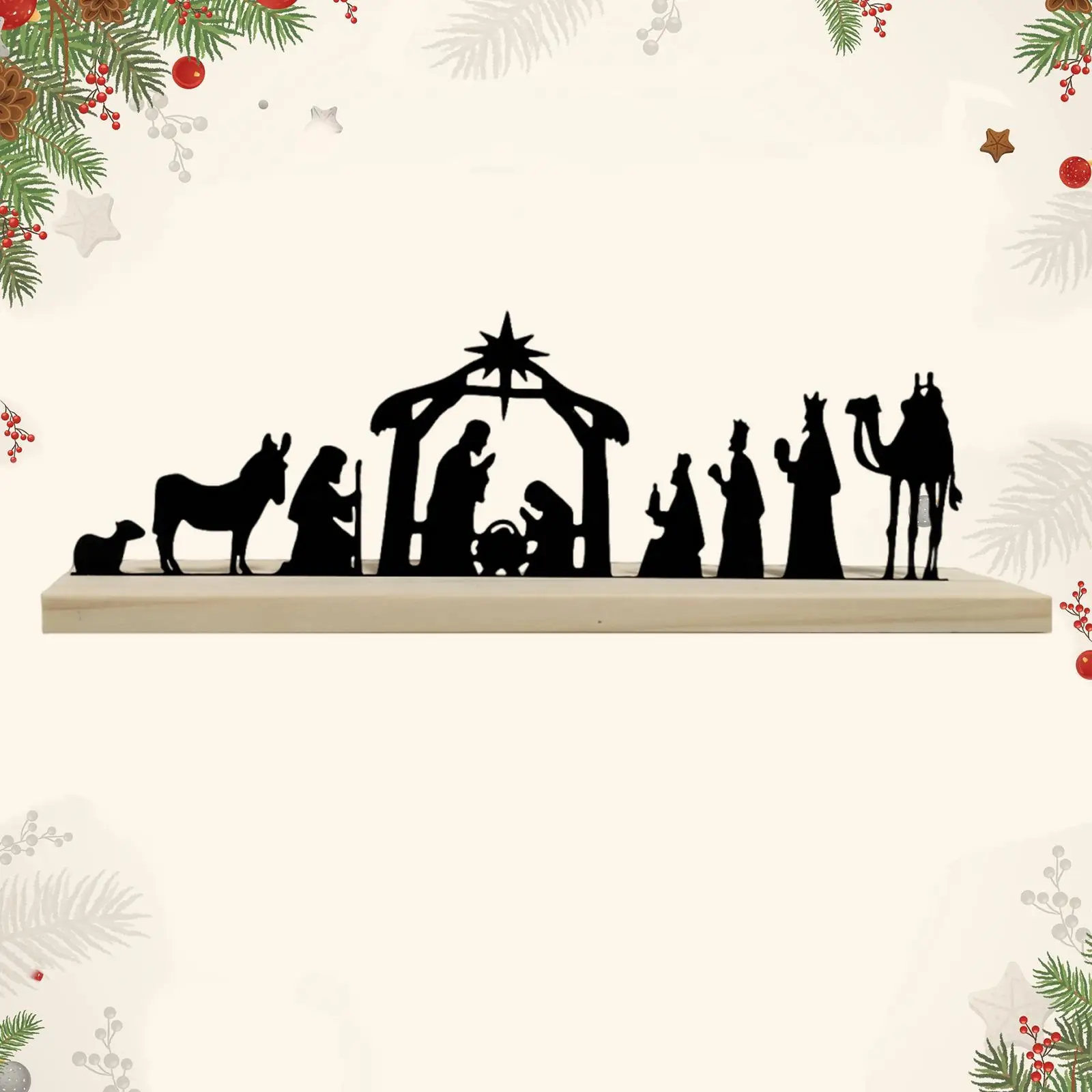 Juego de Natividad de Metal, silueta de escenas de Natividad, regalo religioso católico, adorno versátil para mesa, decoraciones navideñas