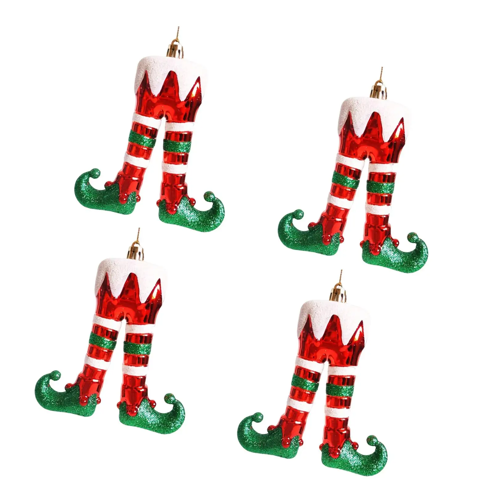4x Christmas Elf Leg Fun Hanging Decoration Red Green White Tree Decor Elf Boot Hanging Decoration Car Pendant for Desk Indoor