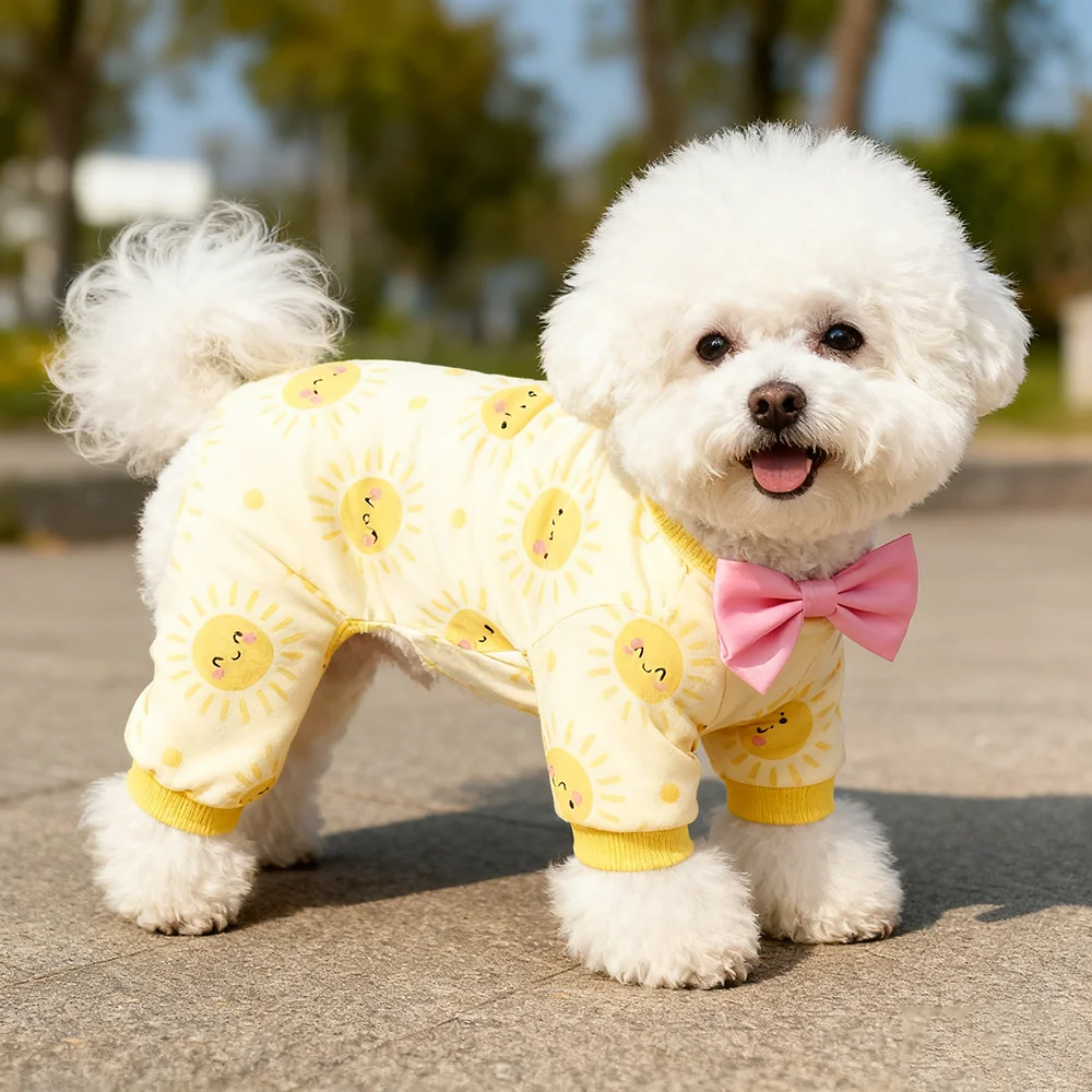 Pijamas para perros lindo pato amarillo dinosaurio planeta sol patrón perro mono otoño cachorro jammies Onesies ropa para perros pequeños medianos - imagen 5
