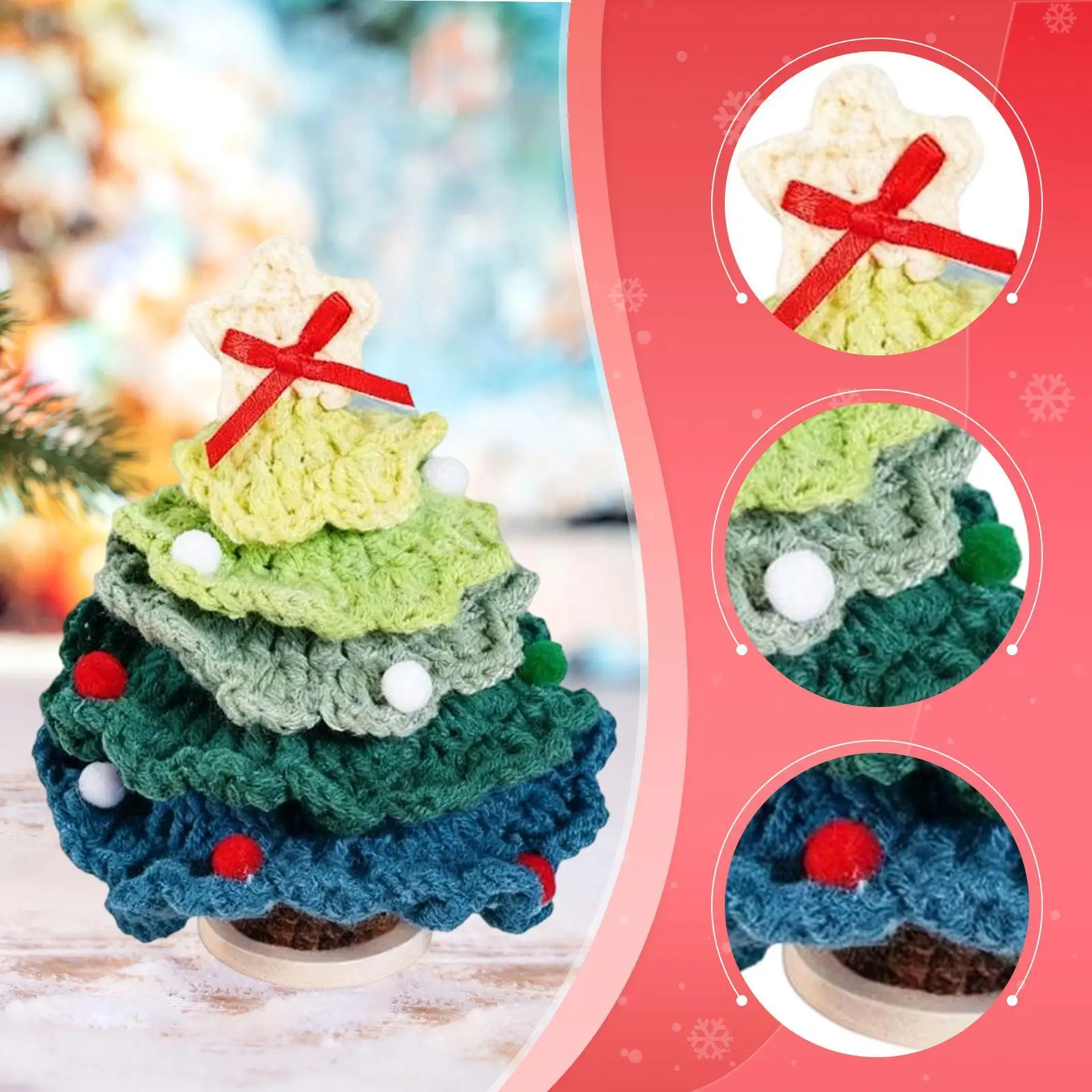Crochet Christmas Tree Ornament Knitted Toy Fashion Lightweight Small DIY Decoration for Party Graduation Office Home Desktop
