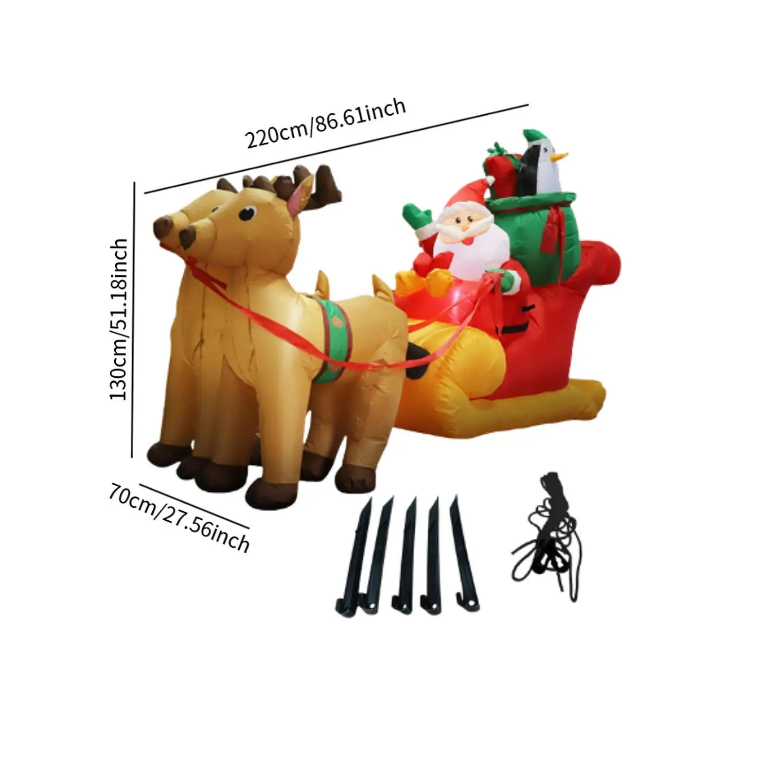 Inflatable Christmas Santa Reindeer Sled Inflatable Toy Prop LED Lights Xmas Yard Decor Outdoor Decoration for Garden Winter