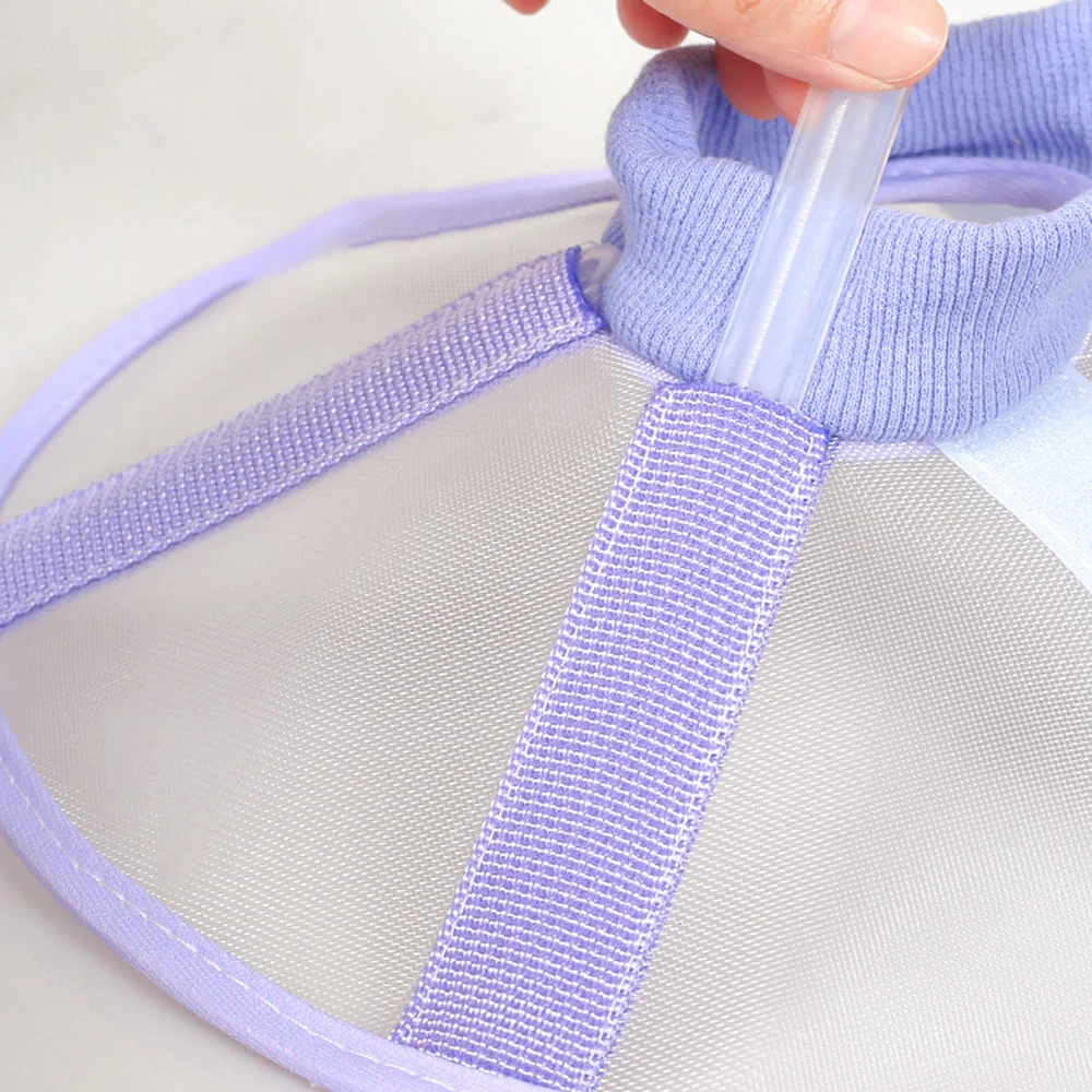 Collar de cono para gato de malla transparente, Collar de recuperación para mascotas ligero y transpirable, cono de cabeza antipérdida ajustable con cordón para gatos, - imagen 5