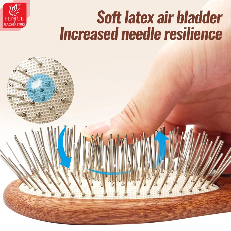 Fenice-peine para mascotas con mango de madera maciza, cepillo removedor de pelo para perros y gatos, peines de piel, herramienta de aseo para suministros de limpieza de mascotas, accesorios - imagen 5