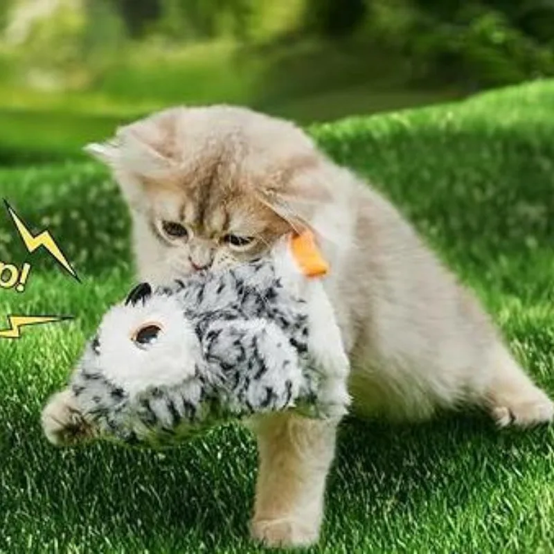 Juguete interactivo para gatos, simulación eléctrica de plumas, pájaro de peluche, productos para mascotas, accesorios para muñecos de pájaro chirriante - imagen 4