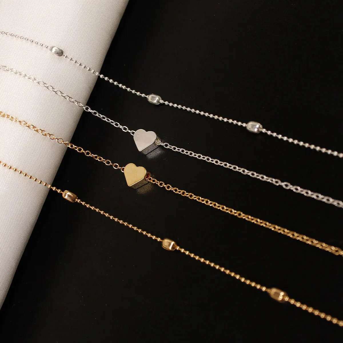 Tobillera en forma de corazón, conjunto de joyería ajustable a la moda, cadena de cuentas para mujer, tobillera en forma de corazón, regalo para fiesta - imagen 4