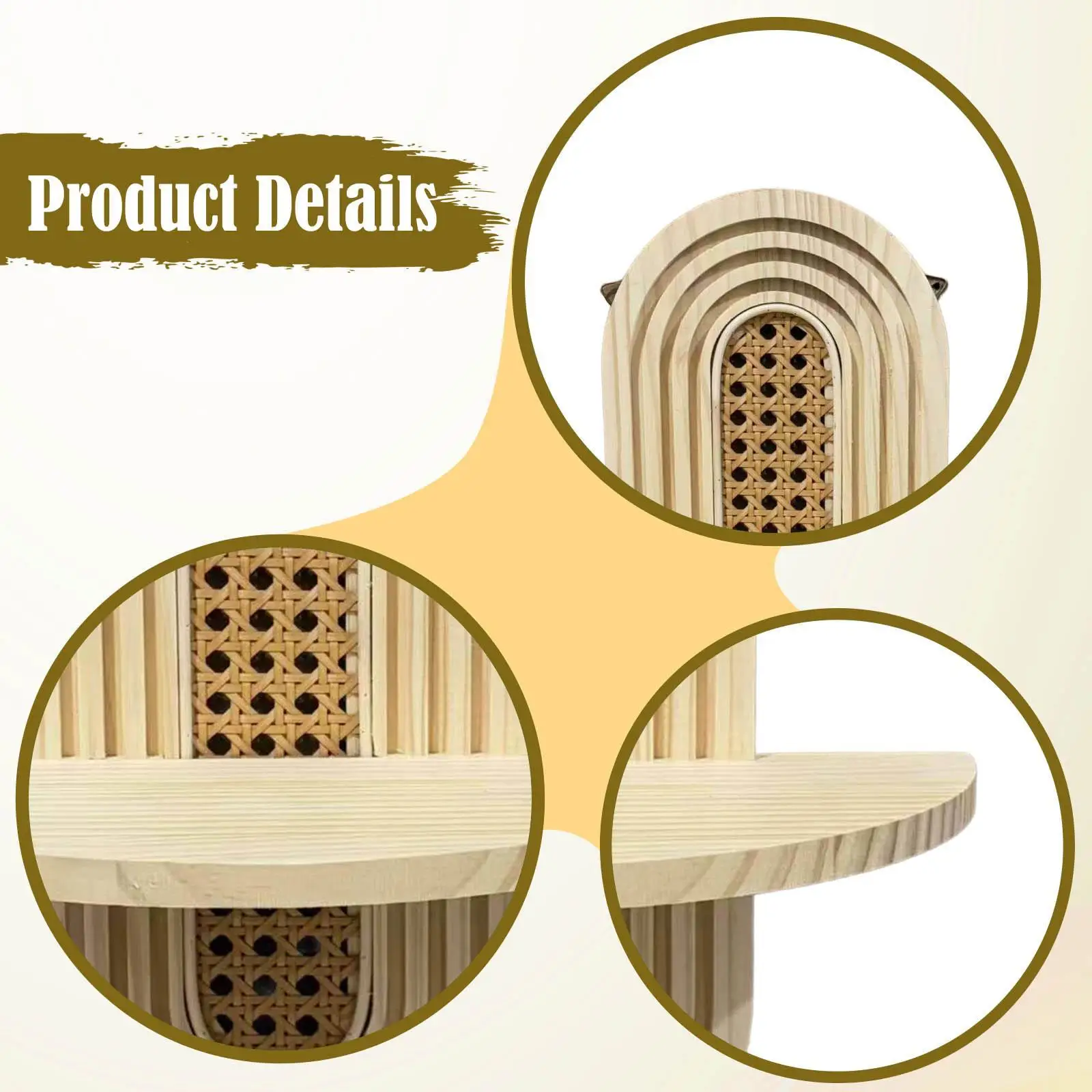 Estante de pared bohemio multiusos, estante de exhibición Retro, estante colgante de estante flotante de madera para baño, porche, oficina - imagen 5