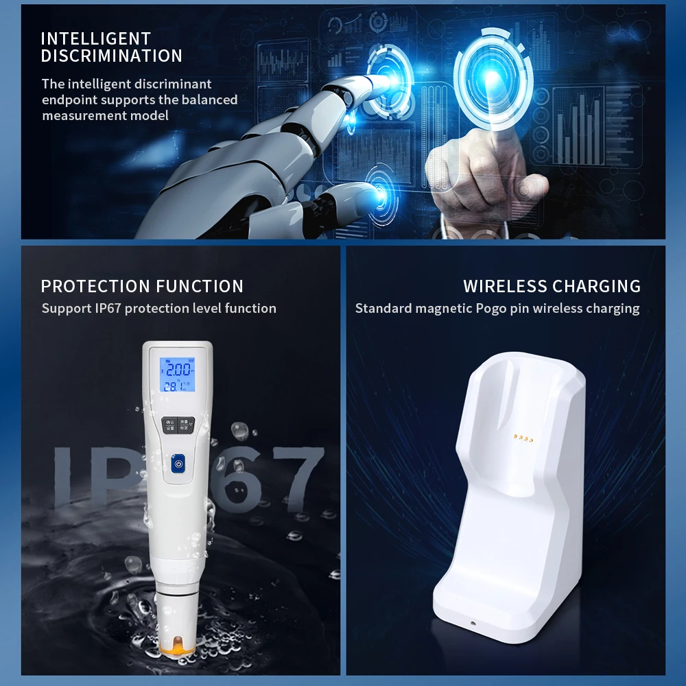 Medidor de PH Digital tipo rotulador probador de acidez precisión de 0,01 pH 3 en 1 Probador de Calidad del Agua Detector de PH de laboratorio con Base de carga - imagen 2