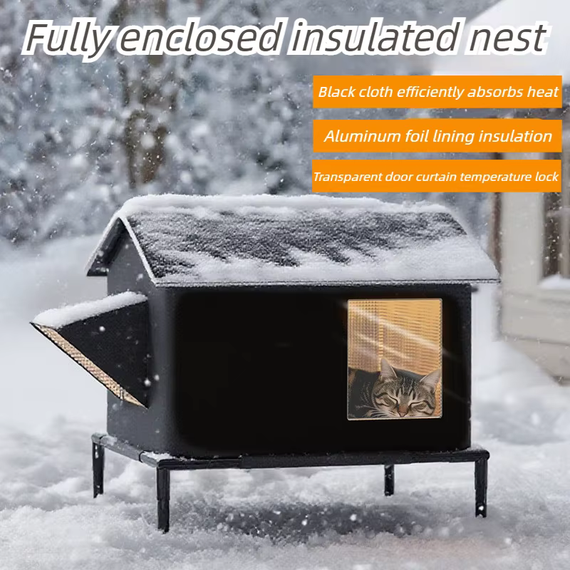 Casa igloo elevada para gatos – Resistente a humedad, interior y exterior