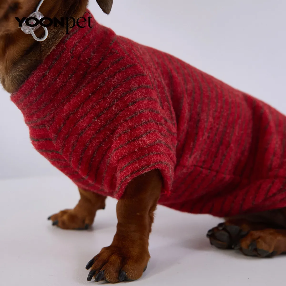 Abriguito de lana para perro salchicha – Pijama invierno con gorro - imagen 5