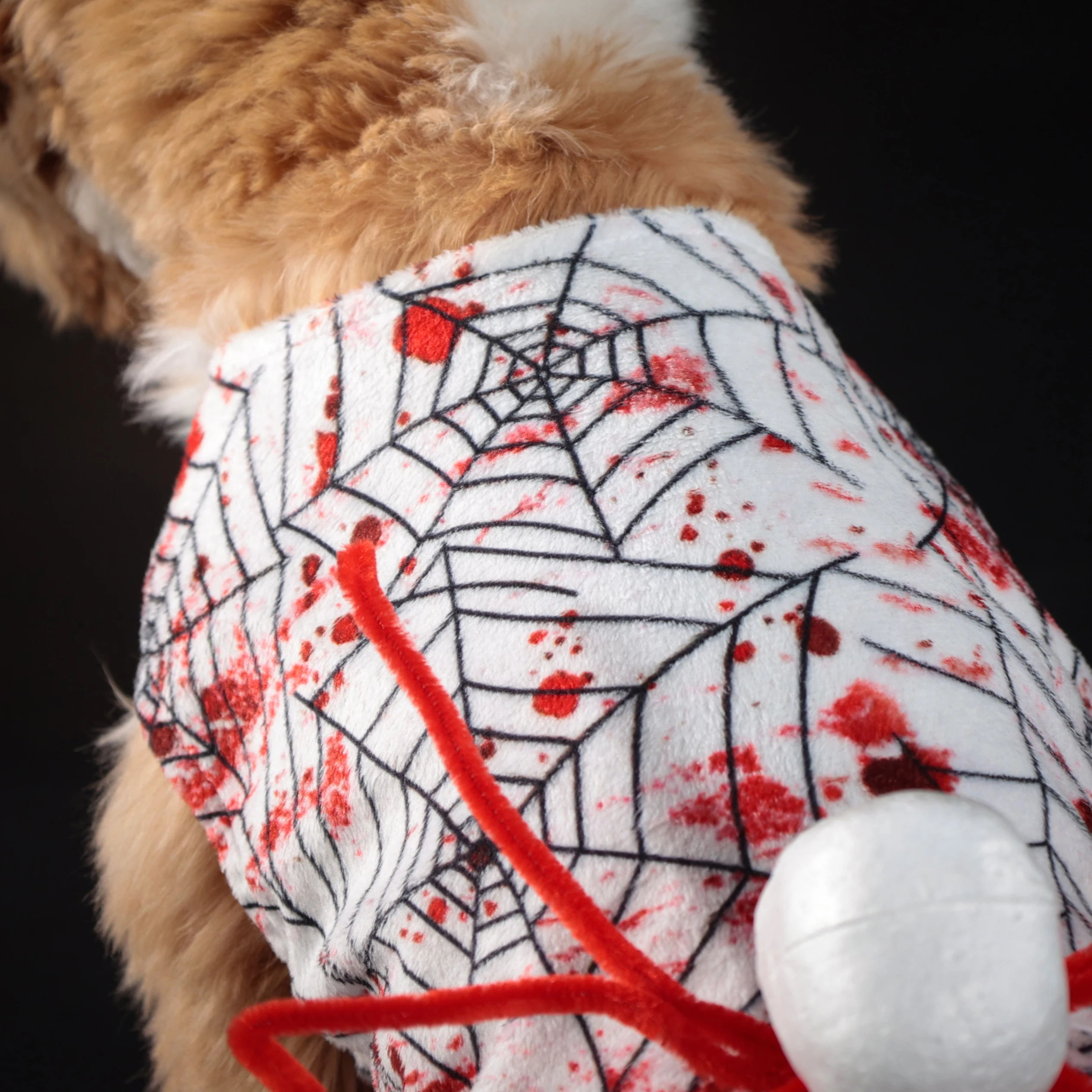Vestido de Halloween para perros, araña sangrienta, traje con estampado de telaraña y tocado de calavera, vestido espeluznante y adorable para perros pequeños, gatos y mascotas - imagen 5