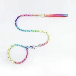 Collar arcoíris con juego de correa para perros, ajustable macramé