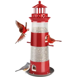 Comederos para pájaros a prueba de ardillas, torre para exteriores, comedero de Metal para pájaros salvajes para colgar en el exterior, perchas de 4 puertos de gran capacidad