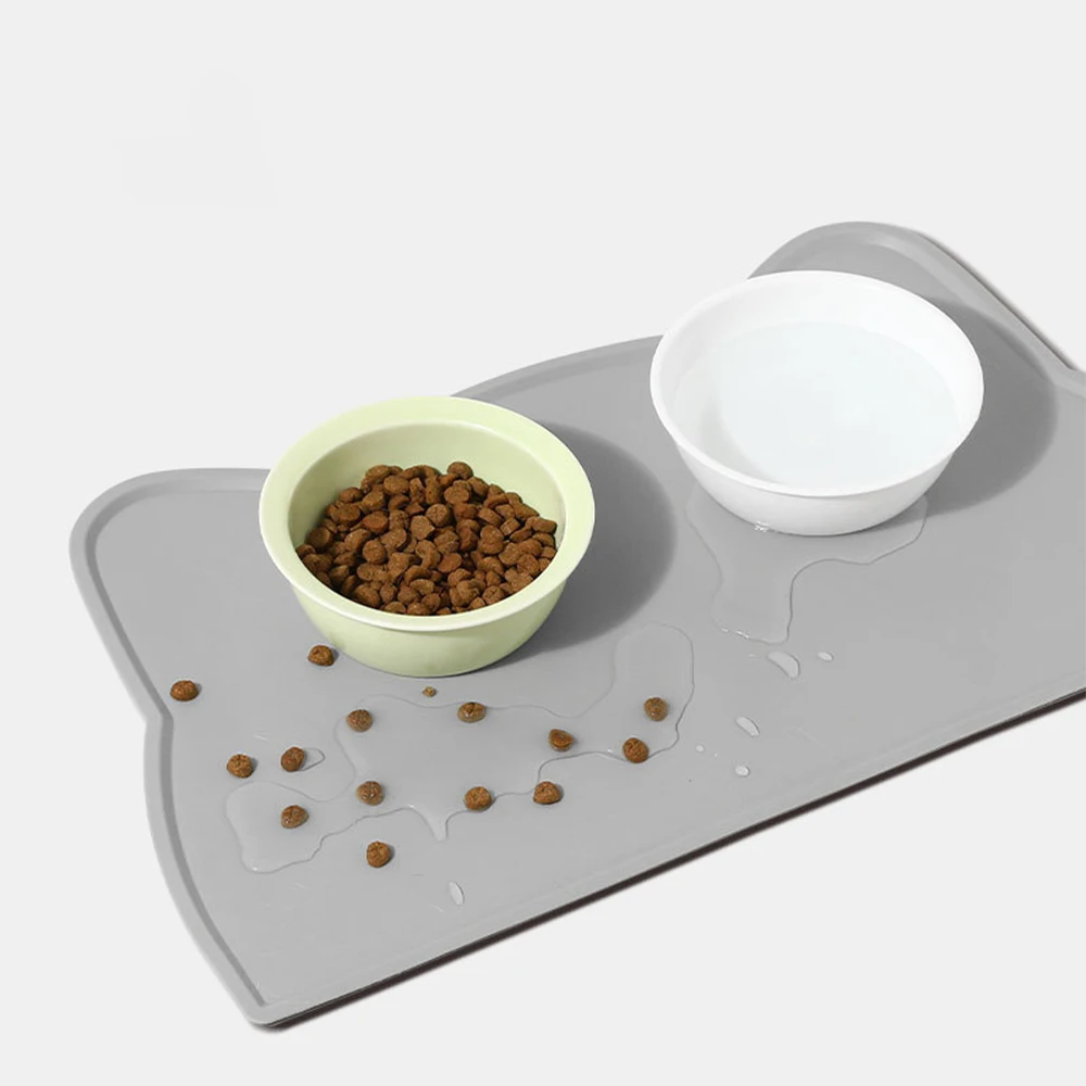Estera de alimentación para mascotas para perros y gatos, varios colores, silicona, impermeable, lavable, tazón de comida para gatos, mantel individual para perros y gatos con borde elevado - imagen 5