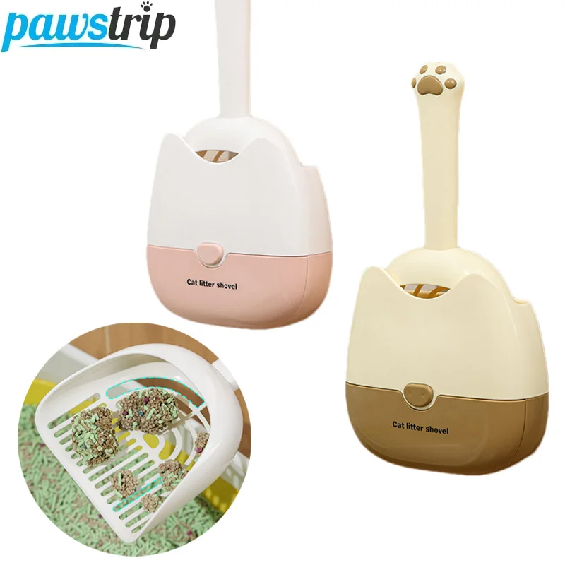 Pala de arena para gatos 2 en 1 con Base, pala de limpieza para gatos montada en la pared, limpiador de arena para gatitos de malla duradera, Herramientas de limpieza para mascotas