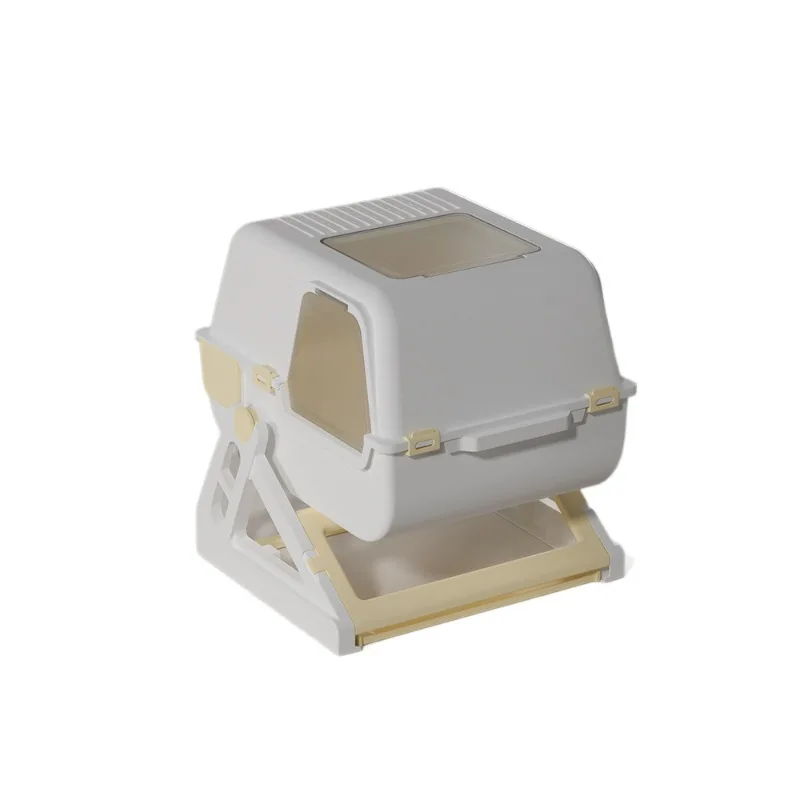 Arenero grande semi-automático para gatos – Cerrado anti-salpicaduras