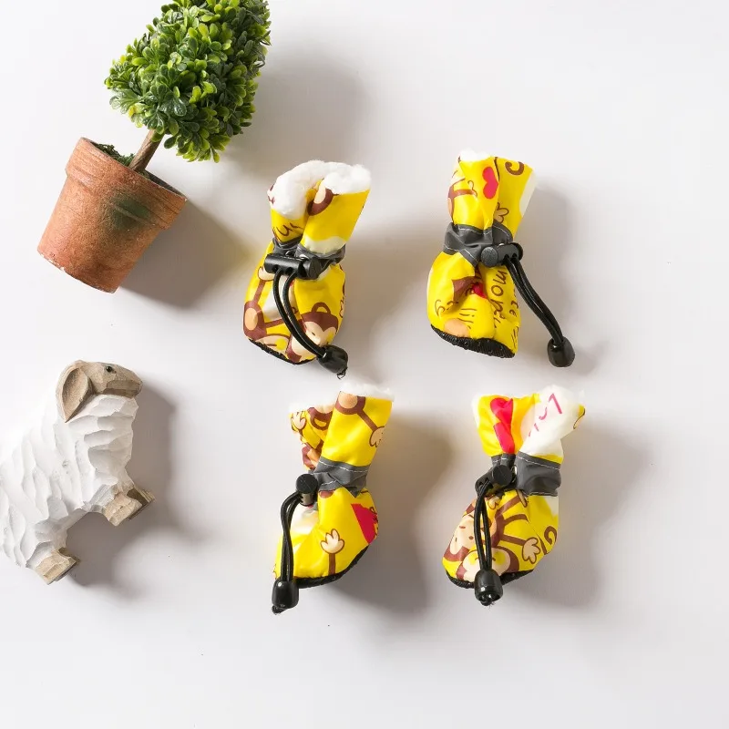 Zapatos para perros pequeños que no se pueden sucer, cubierta para pies, productos para mascotas, 4 Uds., zapatos antideslizantes para cachorros, protección para mascotas, invierno, impermeable, suave - imagen 5