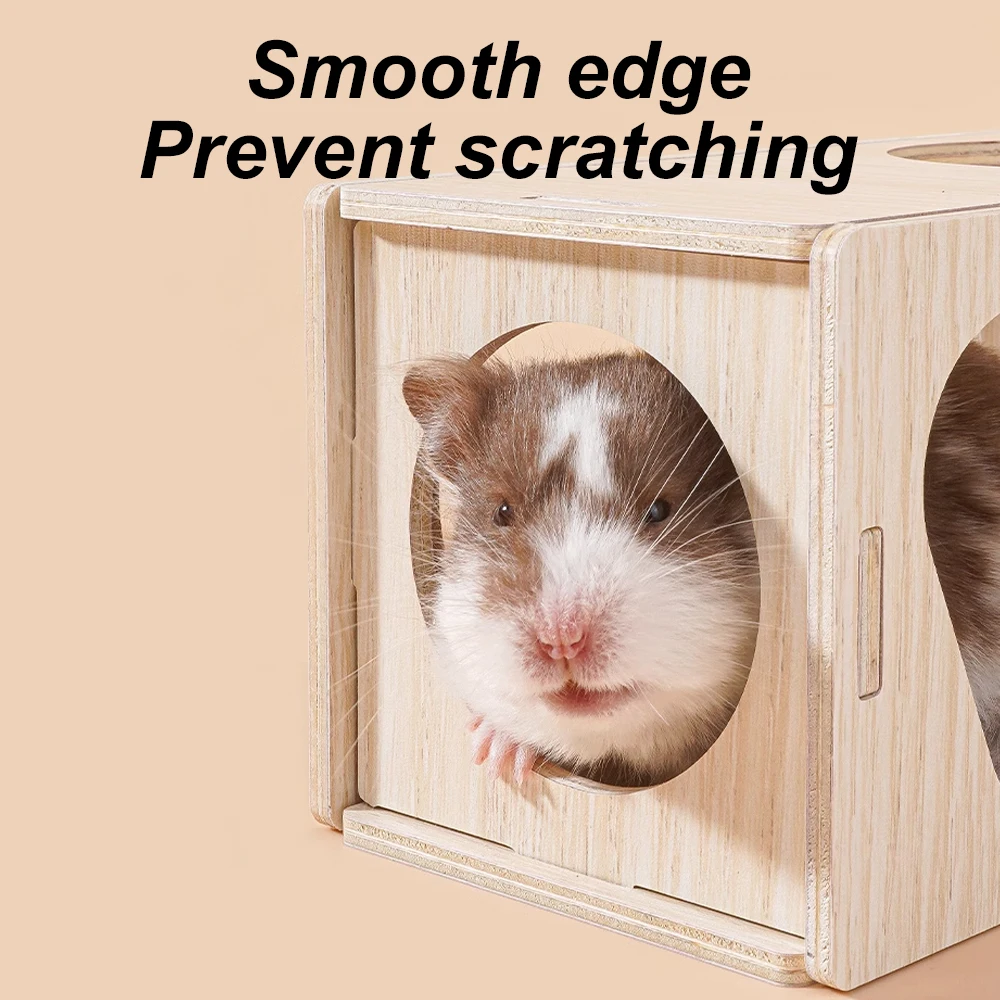 Túnel de madera para hámster, juguete de Escape, laberinto, tubo oculto, juguetes para masticar, juguetes para moler dientes para animales pequeños, mascotas, hámsteres, conejillos de indias, 1 ud. - imagen 4