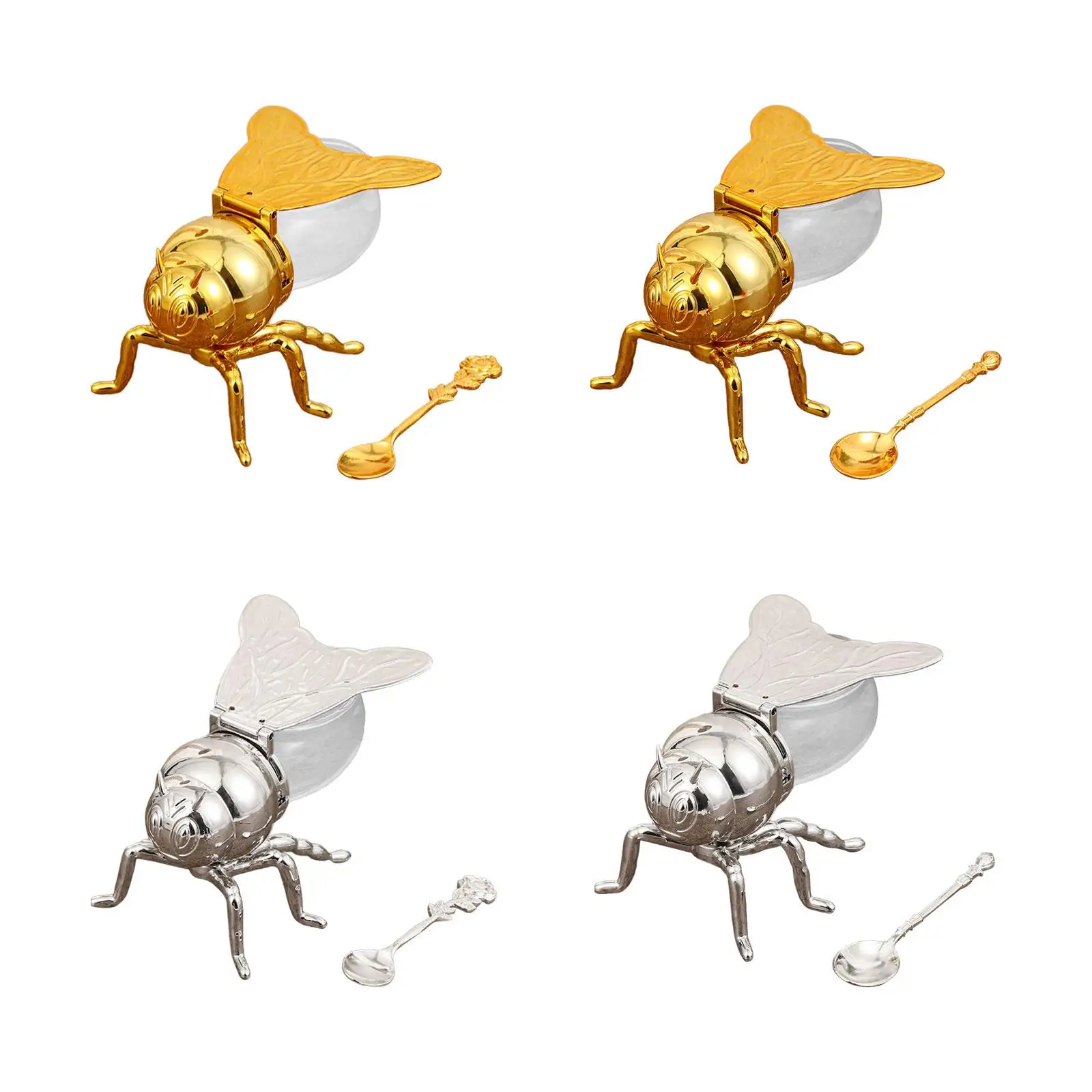 Bee Shaped Honey Jar with Spoon Creative Container Sugar Pots for Condiments Oil Store Honey Syrup Jam Kitchen Parties Dinner