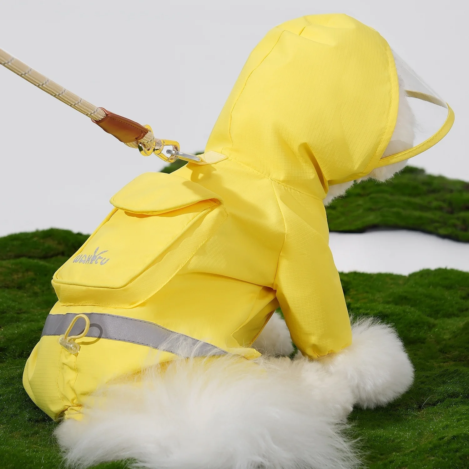 Chubasquero de verano para perros con capucha reflectante impermeable a prueba de viento de cuerpo completo para perros pequeños, Poncho de lluvia para mascotas, ropa para perros - imagen 3