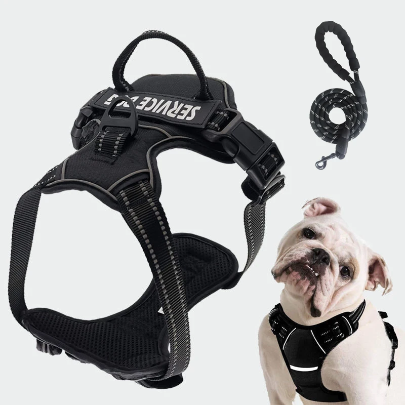 Arnés ajustable para mascotas Bulldog Francés, chaleco para perros medianos y grandes, arneses reflectantes para perros grandes, conjunto de correa, cadena para mascotas Prdocuts