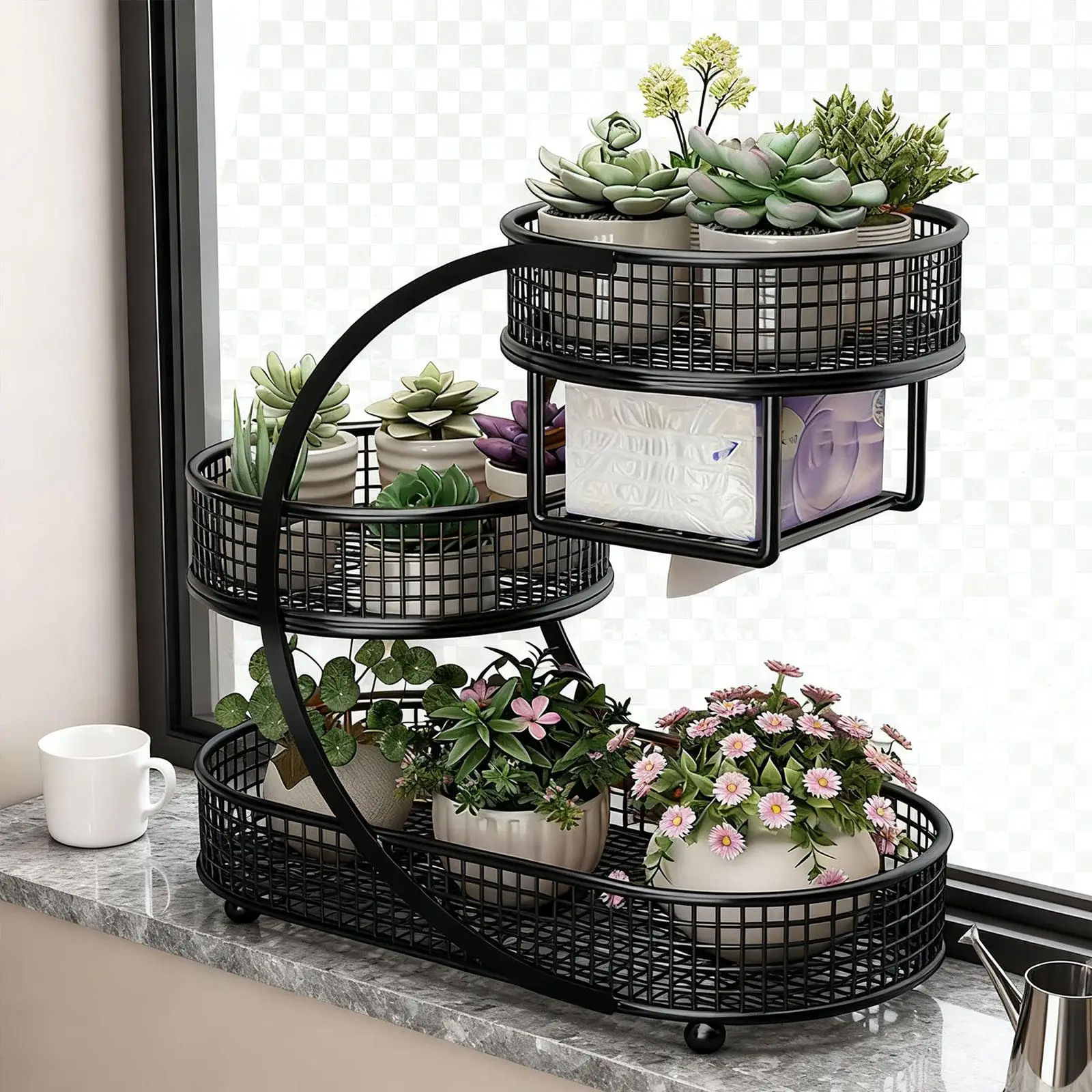 Soporte para cesta de frutas, cestas de almacenamiento de pan, cesta moderna de almacenamiento de frutas y verduras resistente de 3 niveles para aperitivos domésticos y sala de estar - imagen 4