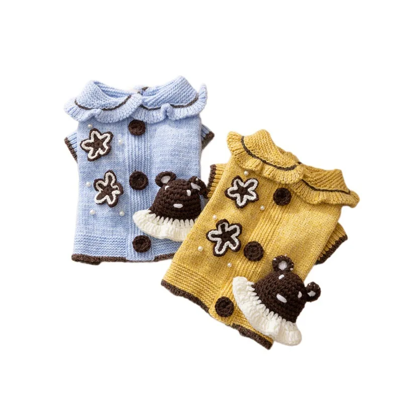 Otoño e Invierno mascota lindo tejido cálido conjunto exterior suéter para mascotas suéter para perros pequeños ropa de peluche para perros pequeños - imagen 5