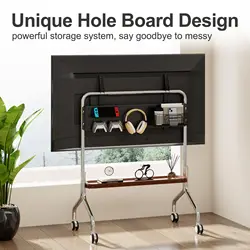 Soporte móvil para TV con ruedas de acero inoxidable, portátil