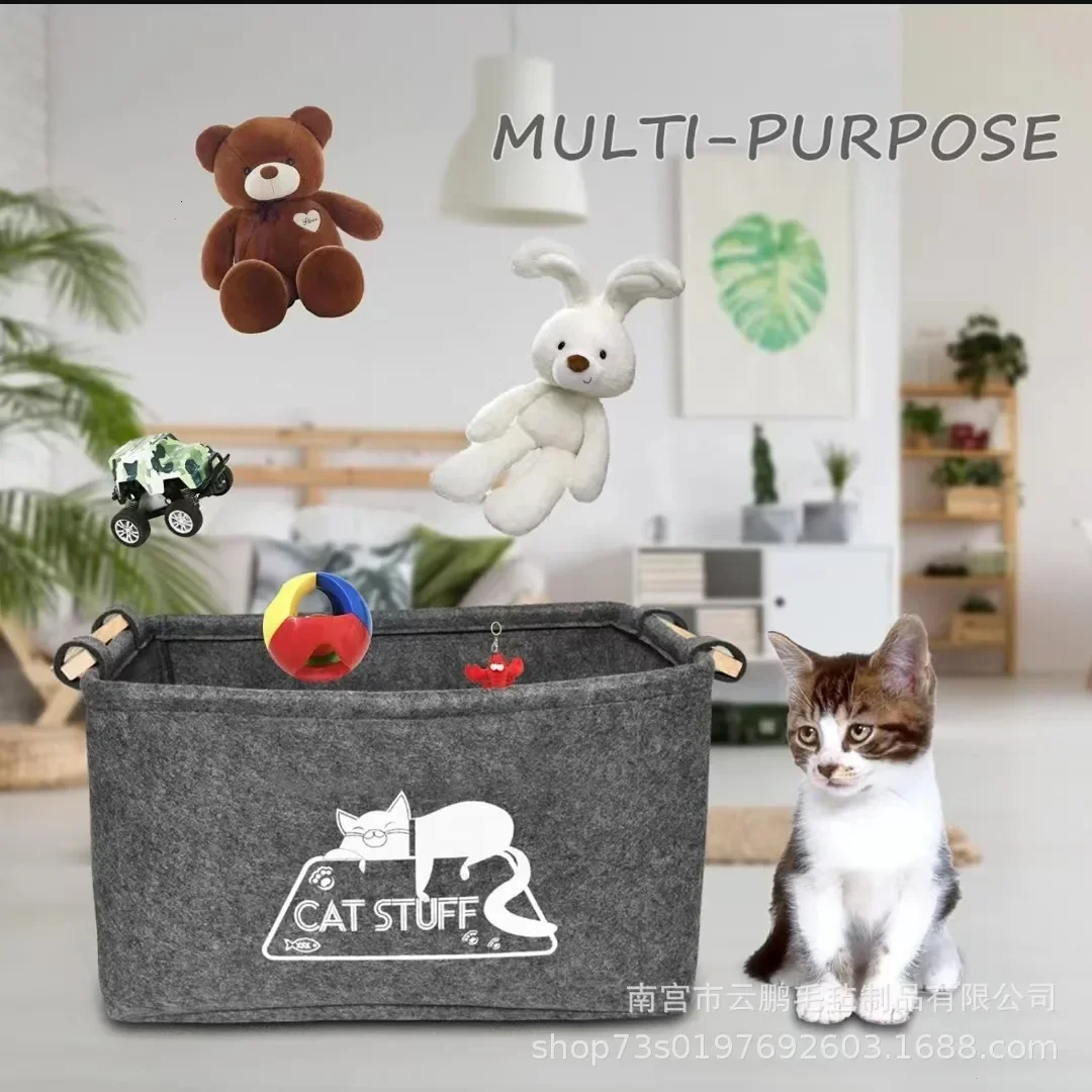 Caja de almacenamiento de fieltro para juguetes de perros, bolsa de almacenamiento de aperitivos para mascotas, artículos diversos para el hogar, nuevo - imagen 3