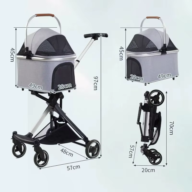 Carriola plegable de 4 ruedas para perros pequeños y medianos - imagen 3