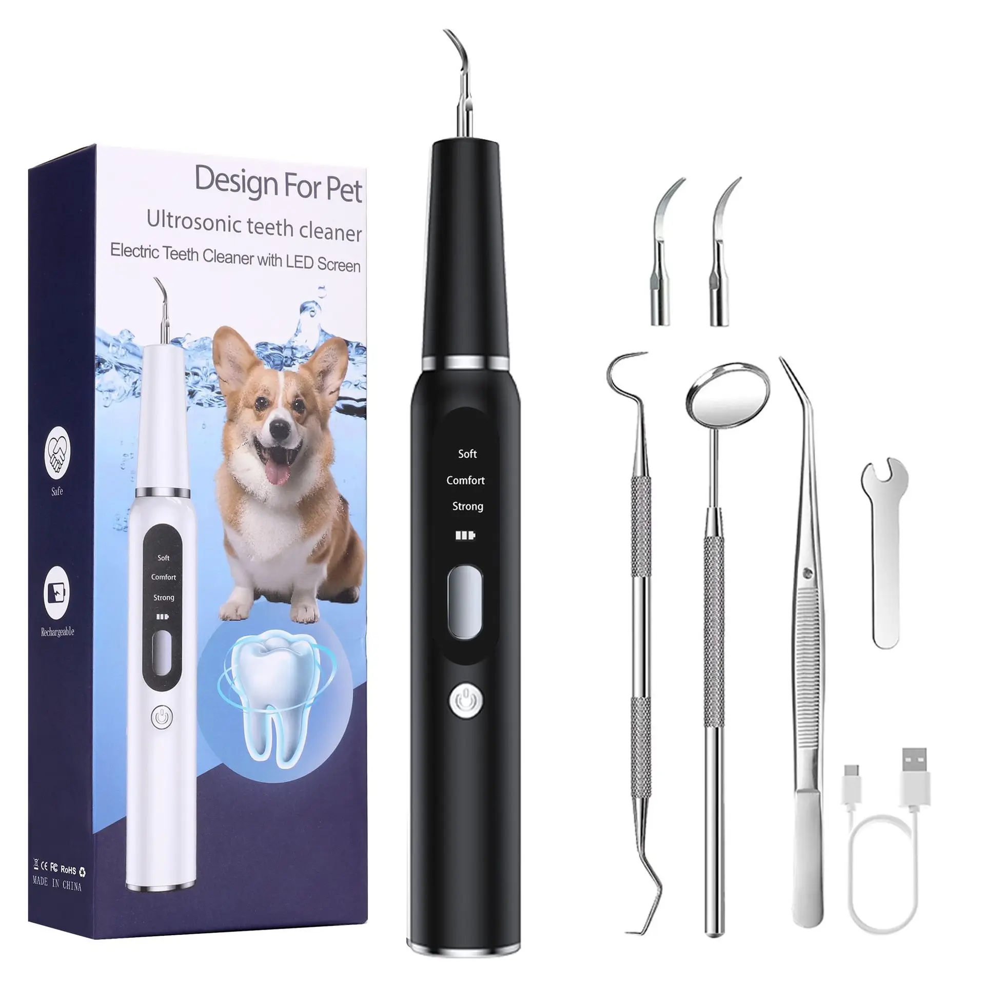 Eliminador de cálculo para perros, depurador ultrasónico para mascotas, herramienta de limpieza de dientes de gato, artefacto, máquina de fregado Dental, productos para mascotas