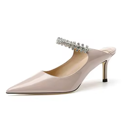 Sandalias tacón alto fino charol con purpurina – Estilo verano punta