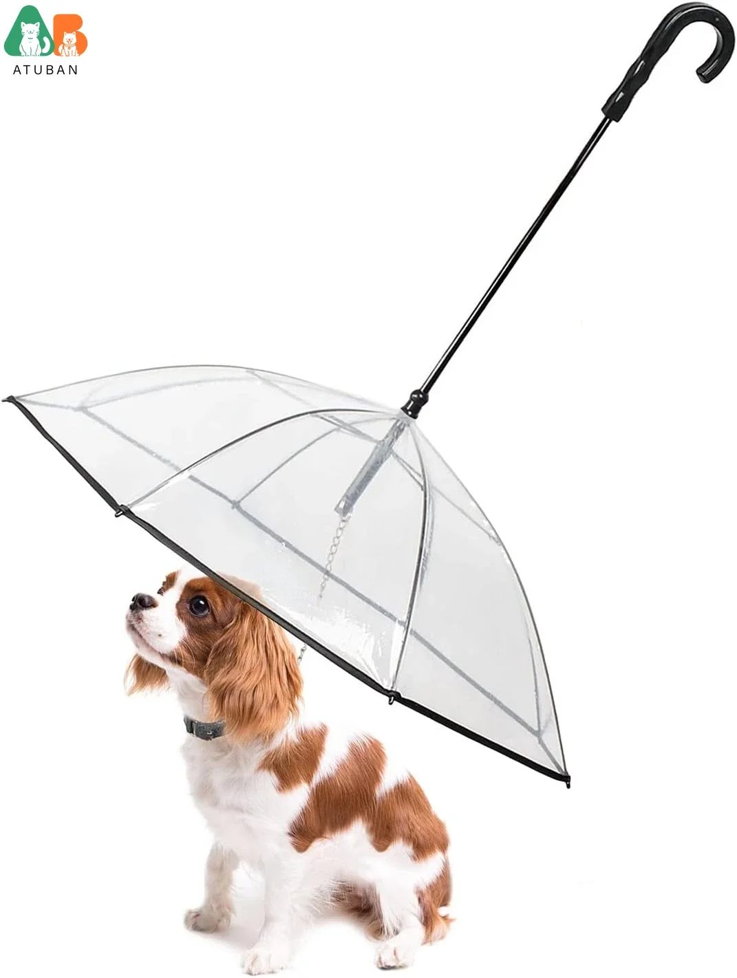 Paraguas lluvia para perros pequeños - Mango en J con correa - imagen 2
