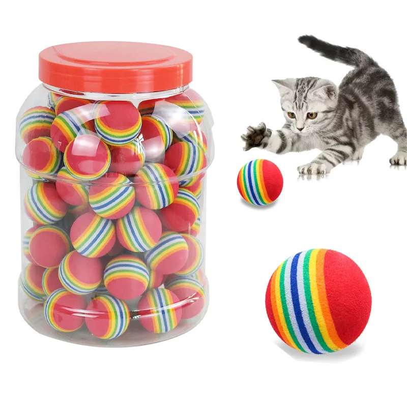Juguetes para gatos de arcoíris, pelota interactiva para gatos y perros, sonajero para masticar, pelota para rascar, pelotas de entrenamiento, suministros de juguetes para mascotas
