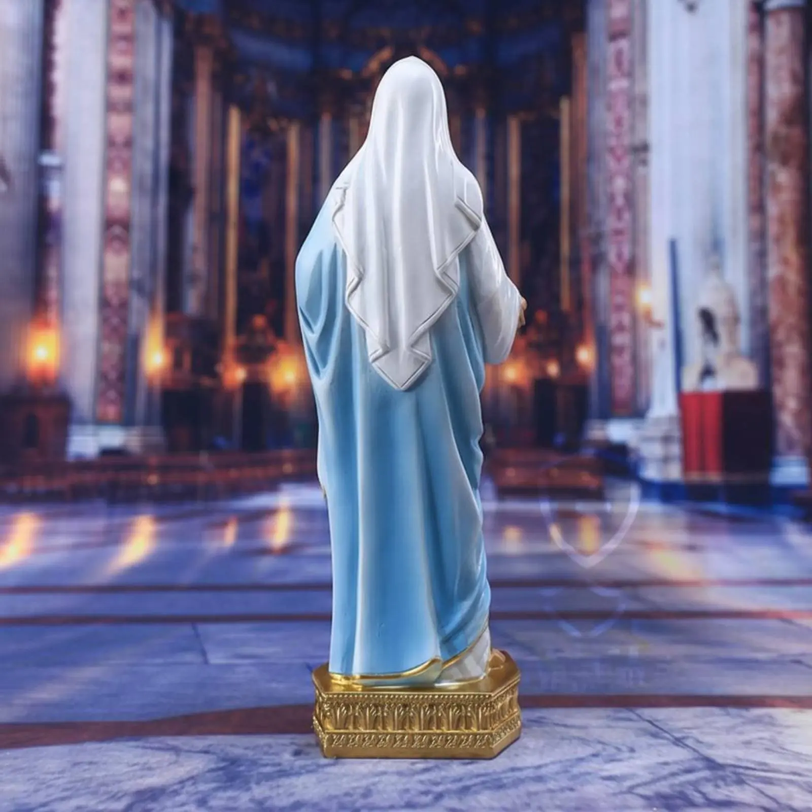 Figura Virgen María resina – Decoración hogar fácil de limpiar - imagen 3