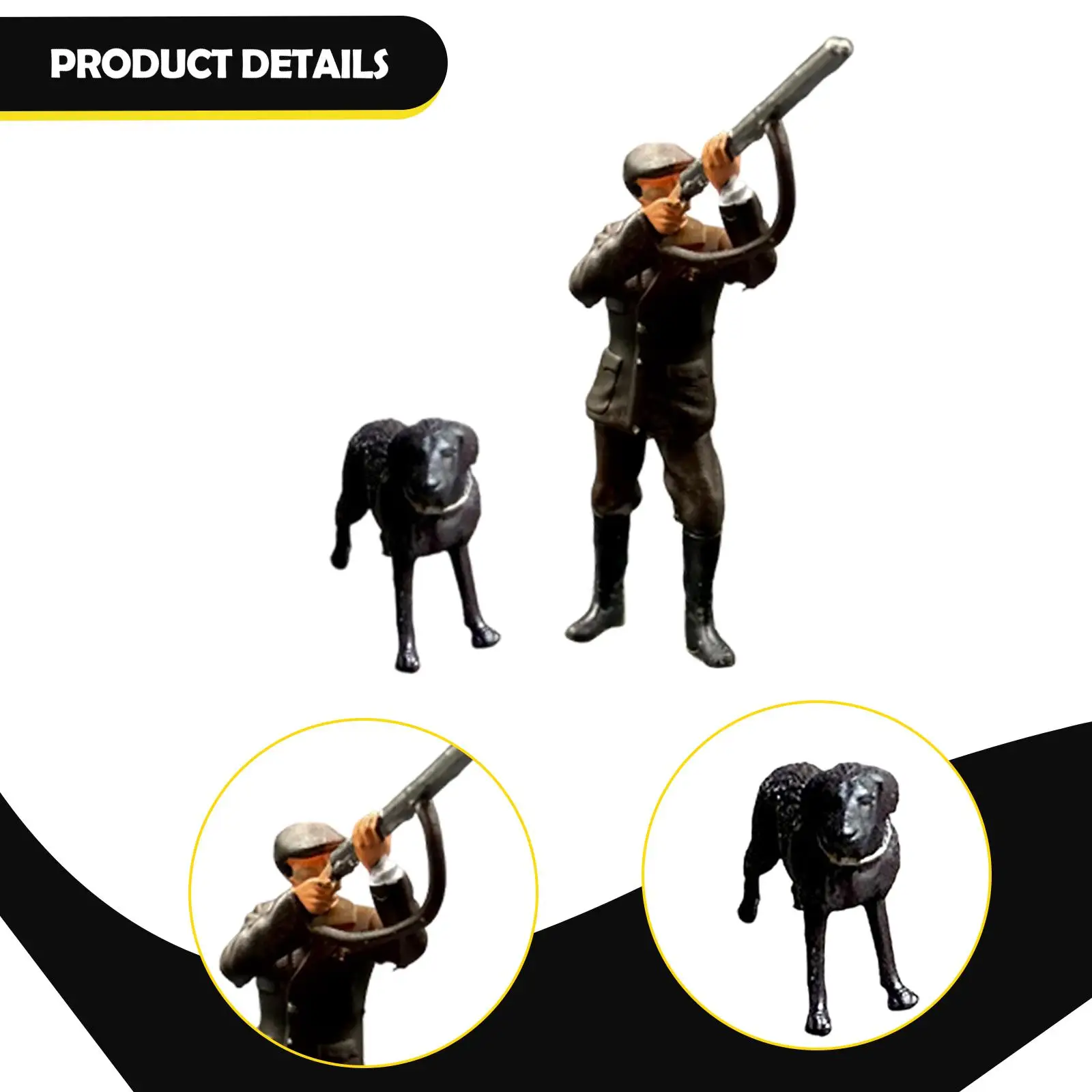 Figura de cazador en miniatura con Dioramas de perro, modelo de buscador, Mini estatuilla arquitectónica para micropaisaje, mesa de arena, escena DIY, 1/64 - imagen 5