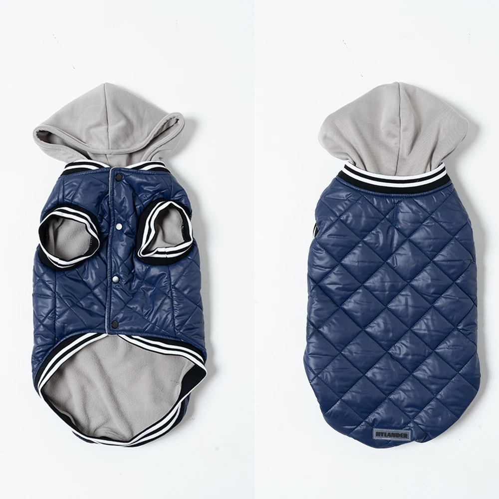 Chaqueta con capucha para perro grande, traje acolchado de lana cálida, ropa para perros pequeños, Otoño e Invierno, ropa para perros - imagen 3