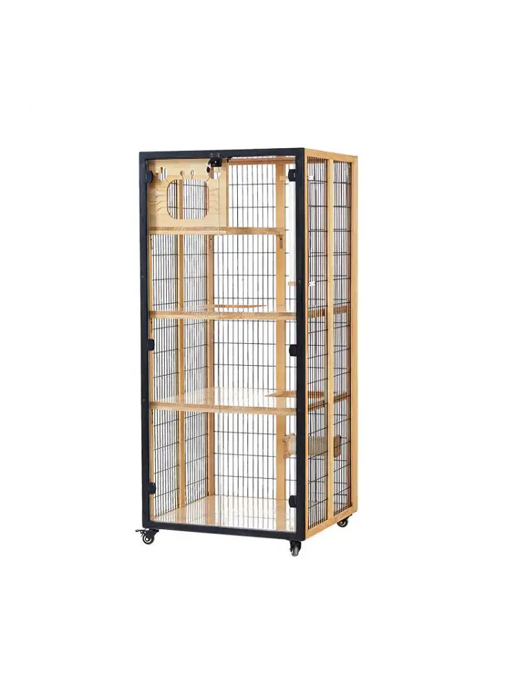 Casa de gato panorámica de cristal, armario de tres capas de madera maciza, jaula de lujo - imagen 3