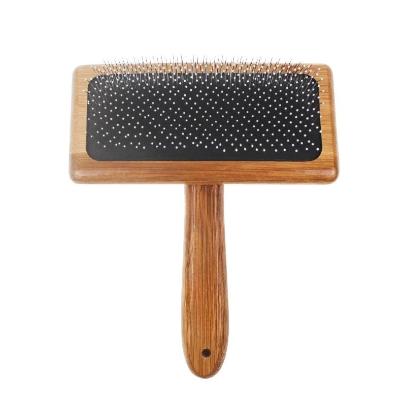 Peine con mango de bambú Natural, cepillo de pelo de acero inoxidable, accesorios para perros, gatos y mascotas, herramientas, peines abiertos de punto para cachorros, duraderos y densos - imagen 5