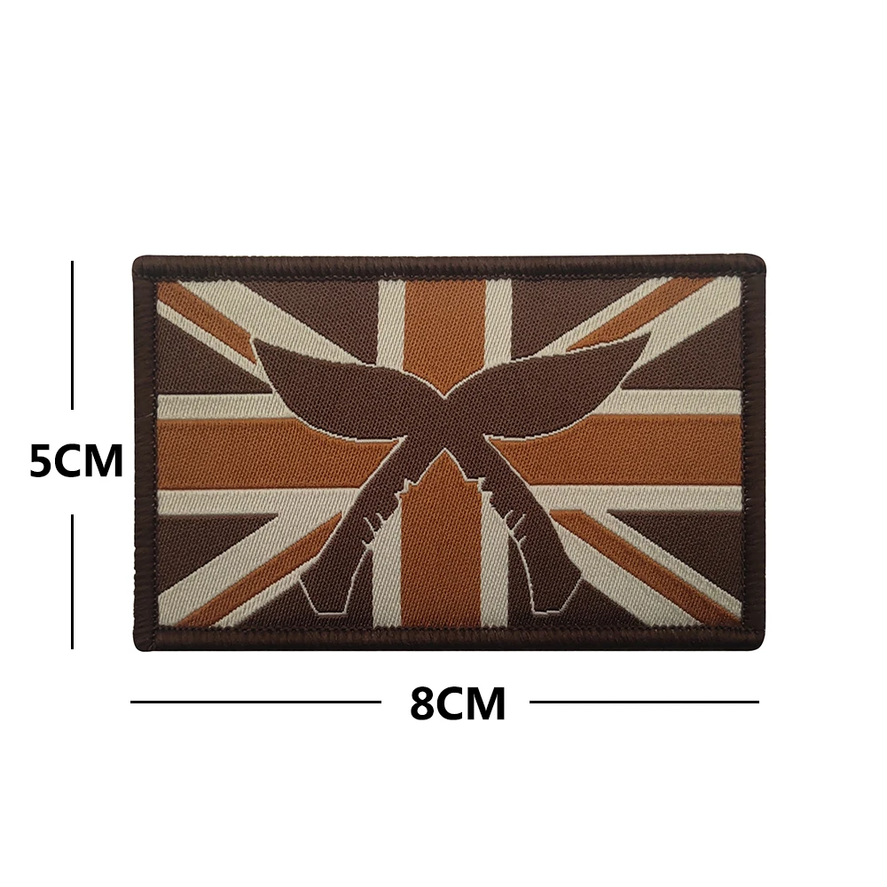 Parche tejido con bandera de país del Reino Unido, adorno de apliques, insignia, parches bordados con cuchillo táctico militar con gancho y bucle - imagen 5