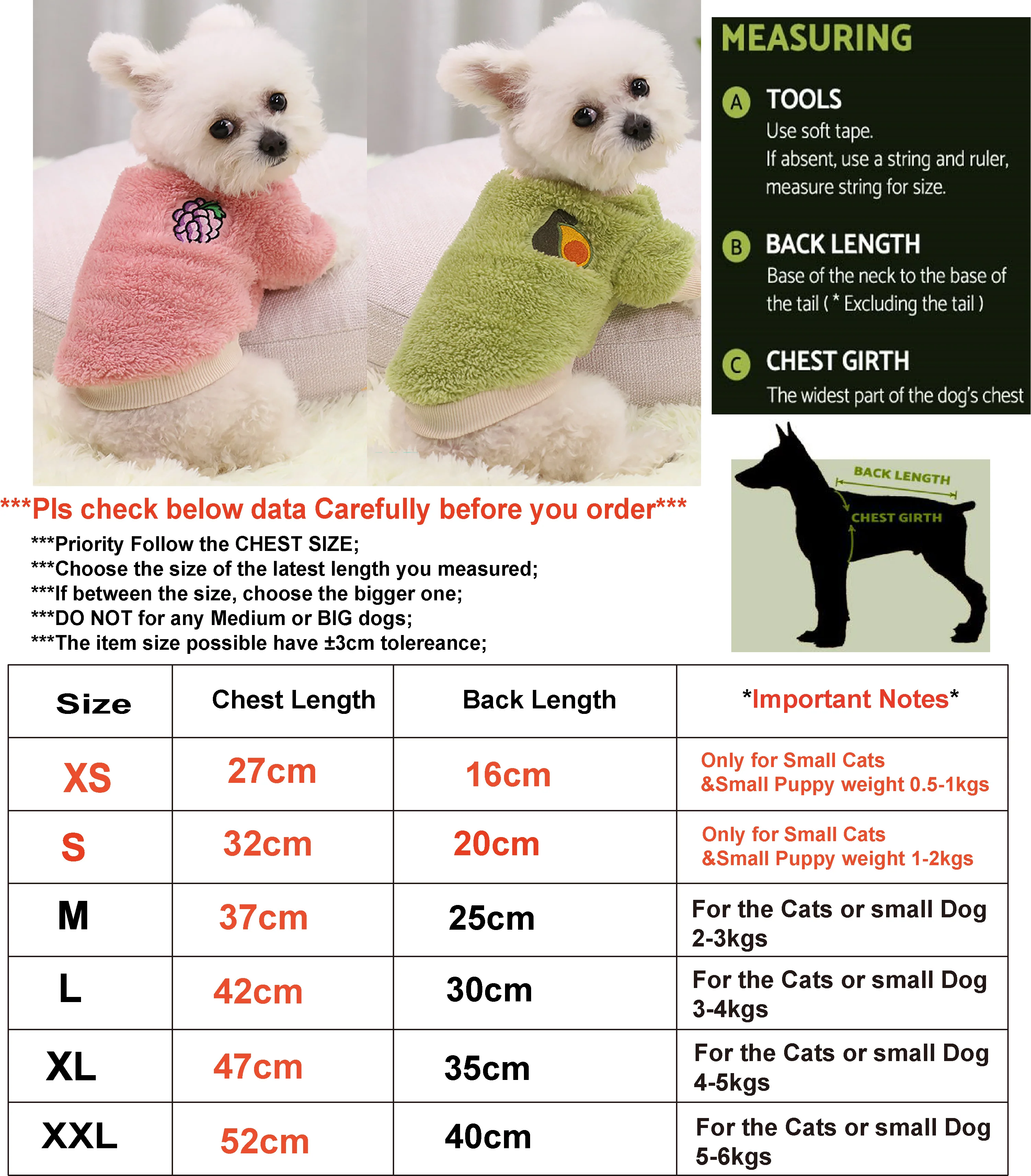 Fitwarm Paquete de 2 suéteres de lana para perros, sudadera para perros de cuello alto, ropa de invierno para perros pequeños, niños y niñas, jersey - imagen 5