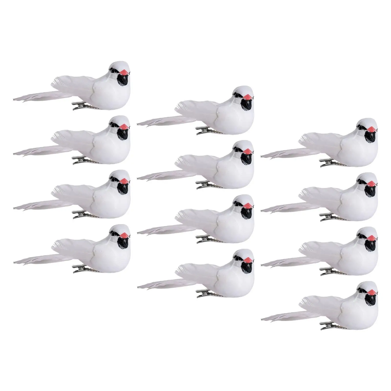 12 Pieces Artificial Birds with Clip Simulation Birds Ornaments for Fairy Garden