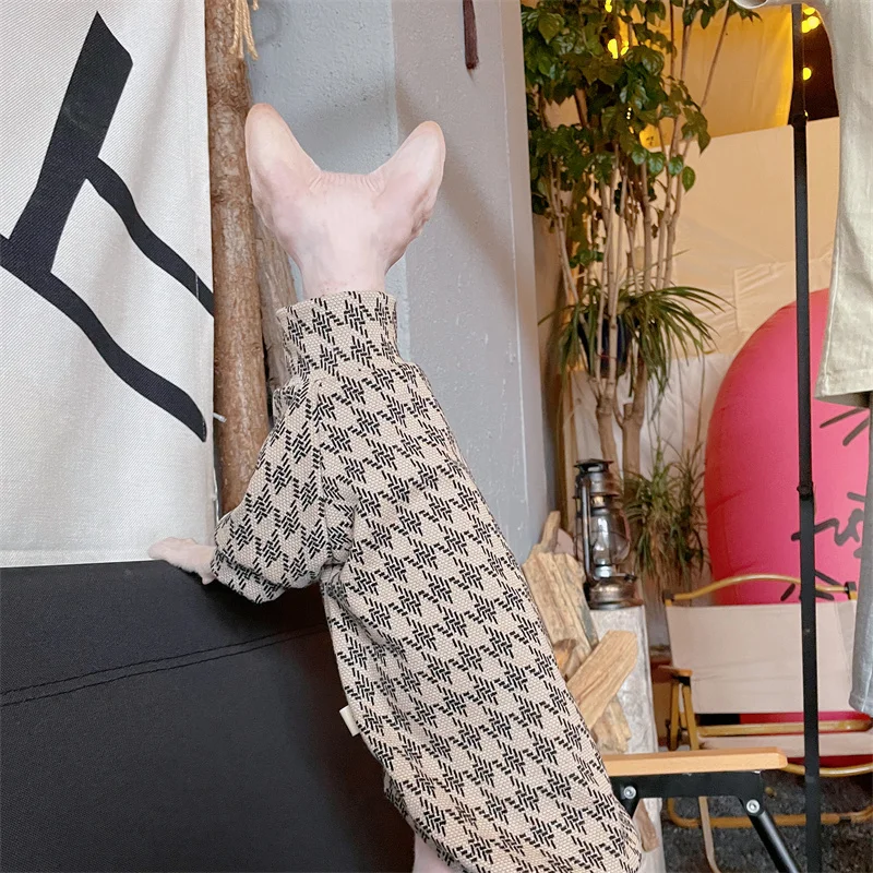 Ropa para gatos Espesar Sudadera suave y cálida para gatos machos Perros Devon Rex Elegante abrigo de algodón en otoño Sphynix Mono en primavera - imagen 4