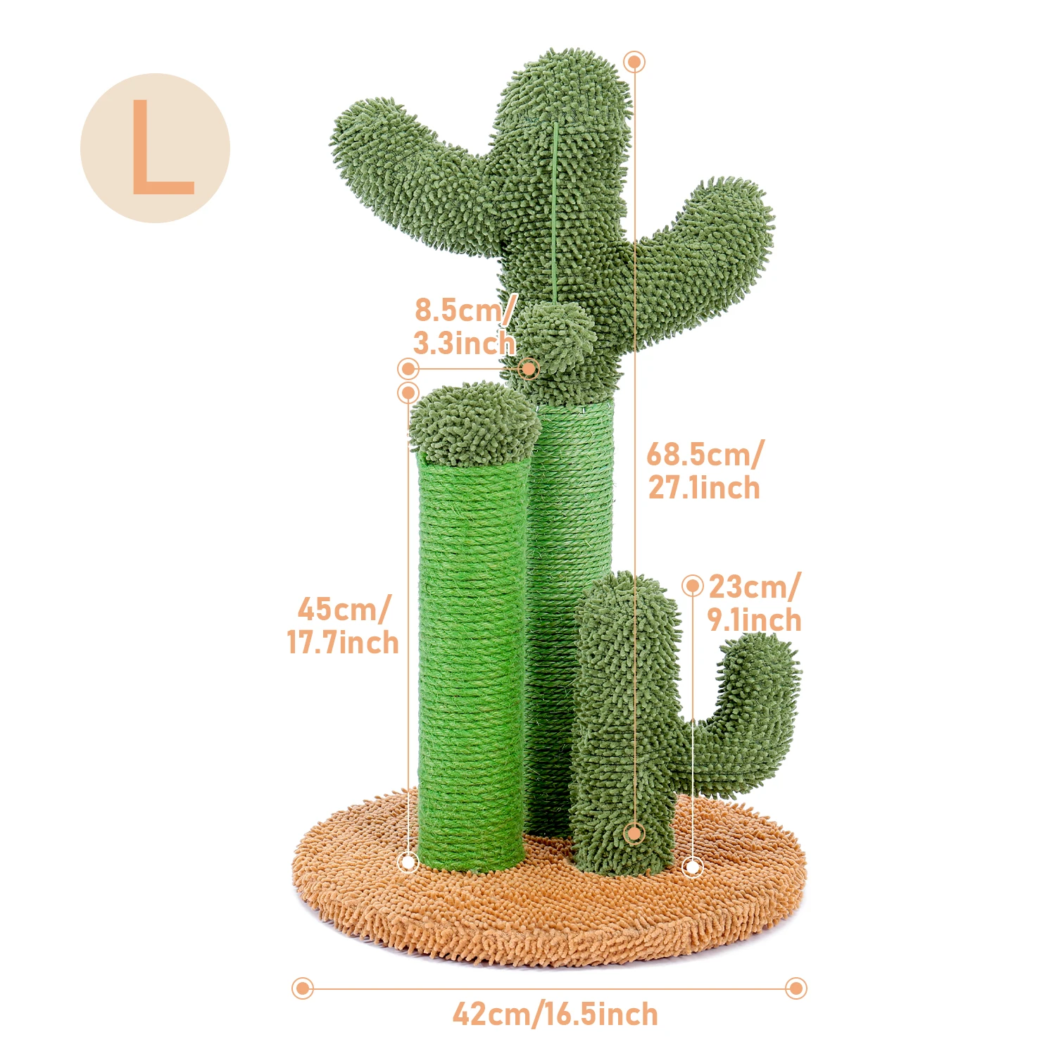 Rascador para gatos con forma de cactus, poste rascador para gatos con 3 postes rascadores y bola colgante interactiva - imagen 4
