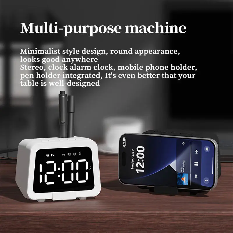 Reloj despertador Bluetooth portátil con altavoz y pantalla LED - imagen 4