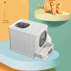 Caja de arena cerrada plegable para gatos con filtro antiolor