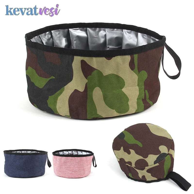 Cuenco de tela Oxford para perros, contenedor de agua portátil para perros, cuenco para beber para perros de viaje al aire libre, cuenco plegable para alimentador de cachorros, suministros para mascotas