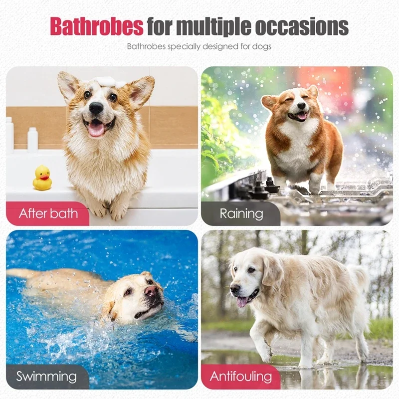 Abrigo de secado para mascotas, albornoz absorbente, toalla para perros grandes, medianos y pequeños, suave, ajustable, secado rápido, humedad, bata de baño para perros y gatos - imagen 5