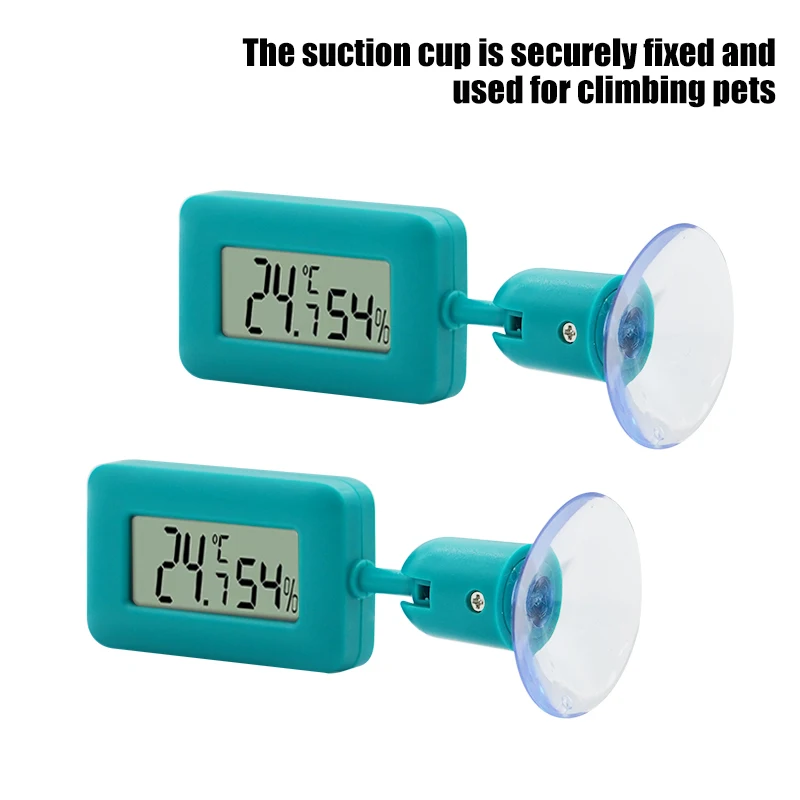 Termómetro Higrómetro Acuario 360 °   Caja de alimentación de lagartos para mascotas, temperatura Digital luminosa de succión de rotación, temperatura para reptiles - imagen 4