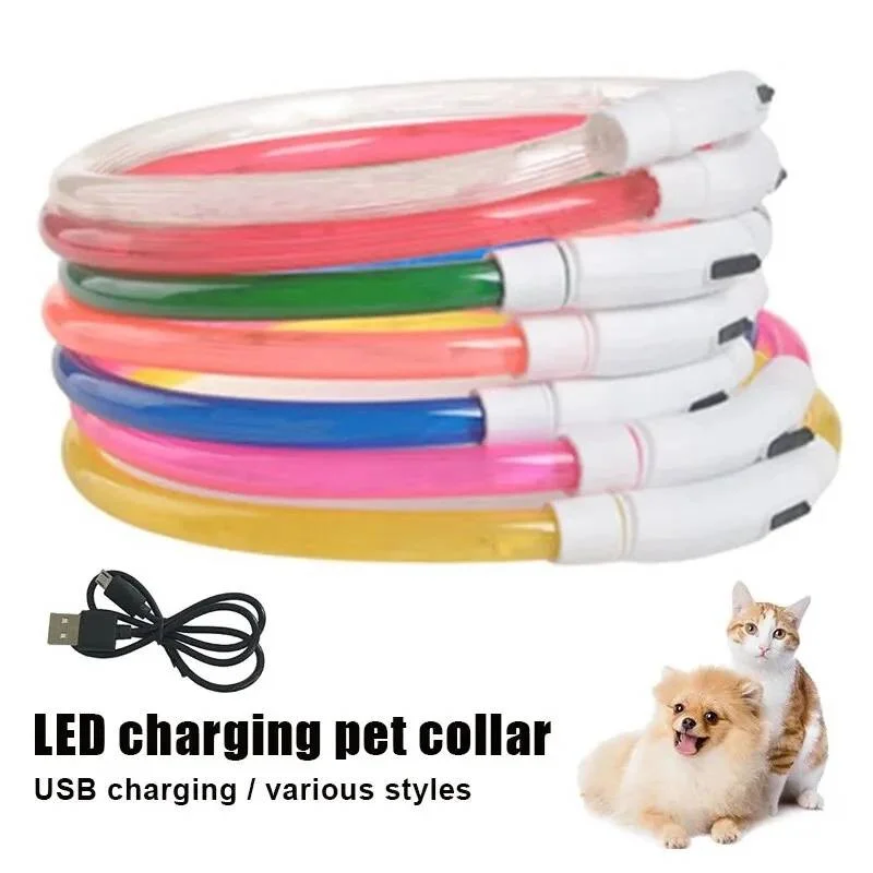 Collar Led Usb para perro, Collar de carga luminosa nocturna para perro, Collar de prevención de pérdida de perro con brillo intermitente de seguridad nocturna, accesorios para mascotas - imagen 3