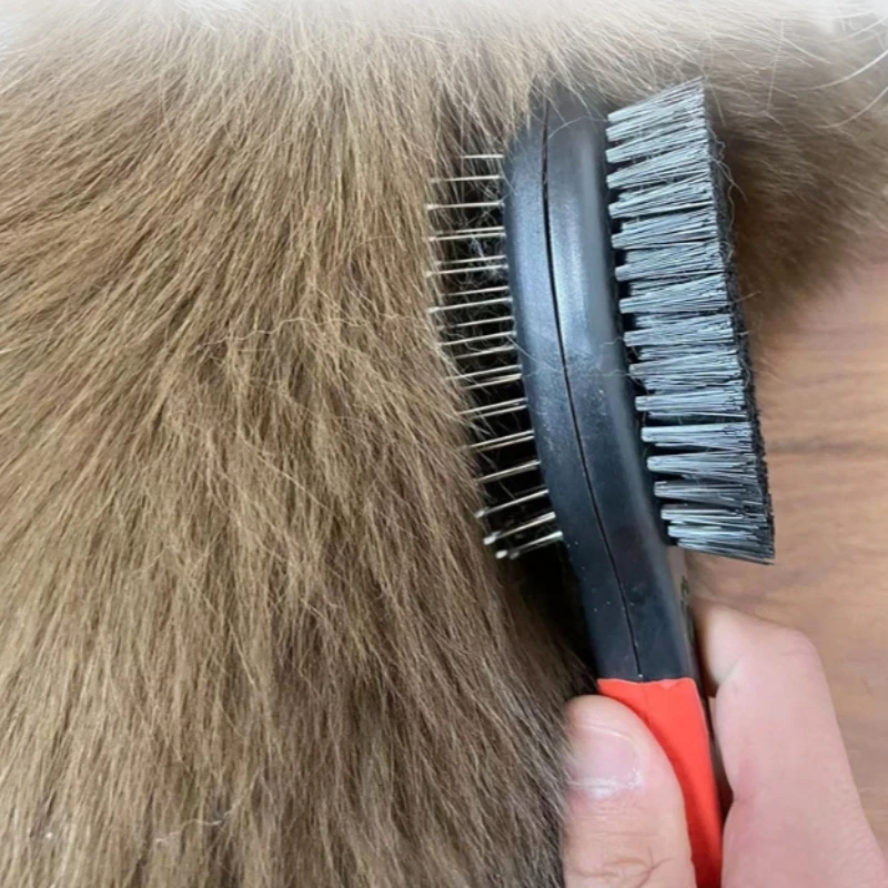Cepillo para perros de doble cara, peine para el cuidado de mascotas con pasador y cerdas para quitar y quitar la suciedad, herramienta de deshedding de masaje - imagen 4